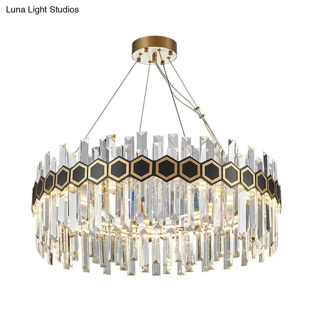 Tapered Icicle Crystal Suspension Pendant Led Chandelier - Modernist Black Ceiling Light