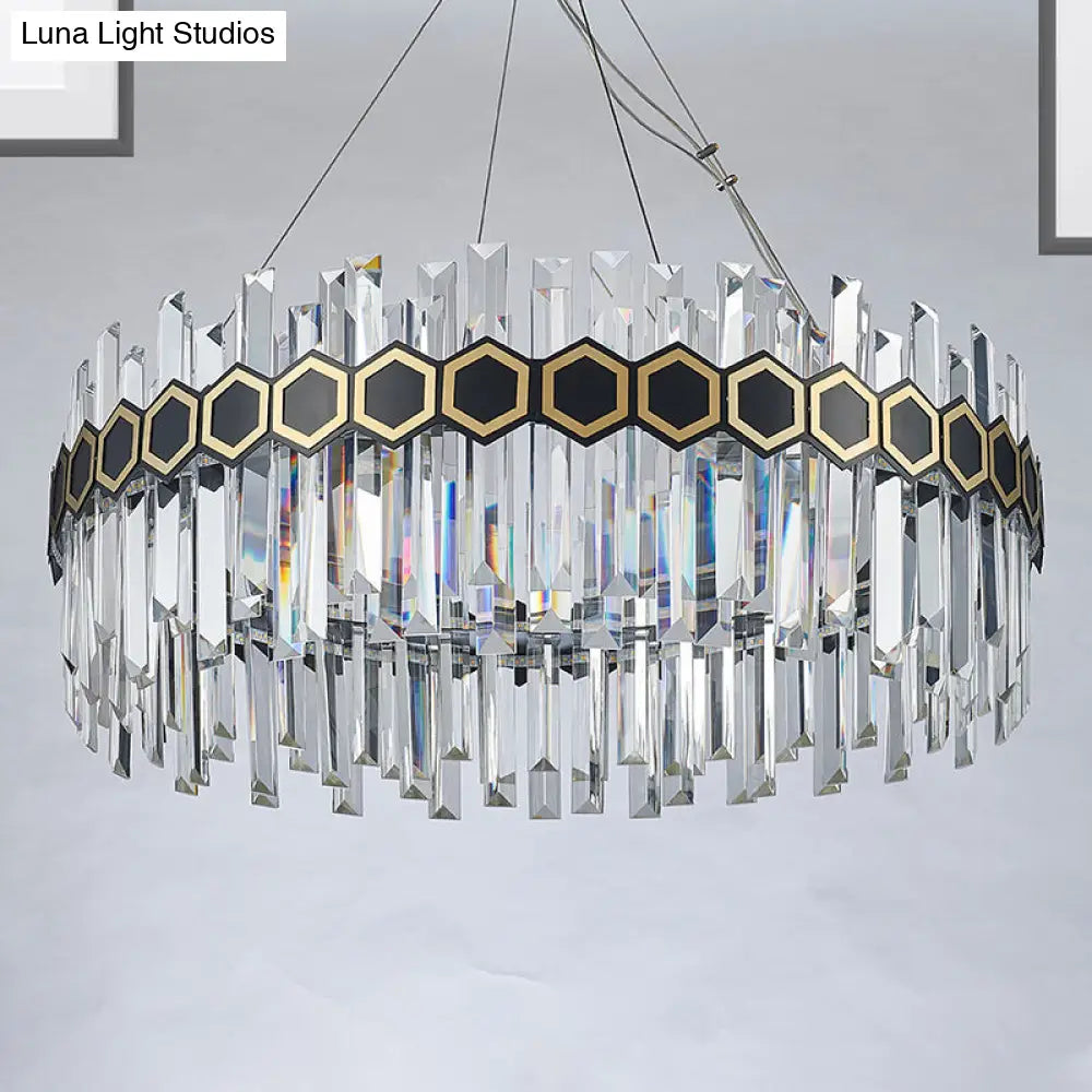 Modernist Led Black Crystal Suspension Pendant Chandelier - 23.5/31.5 W Tapered Icicle Design / 23.5