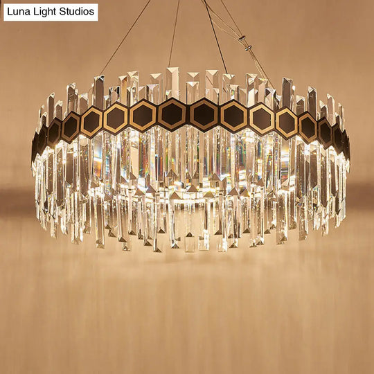 Modernist Led Black Crystal Suspension Pendant Chandelier - 23.5/31.5 W Tapered Icicle Design / 31.5