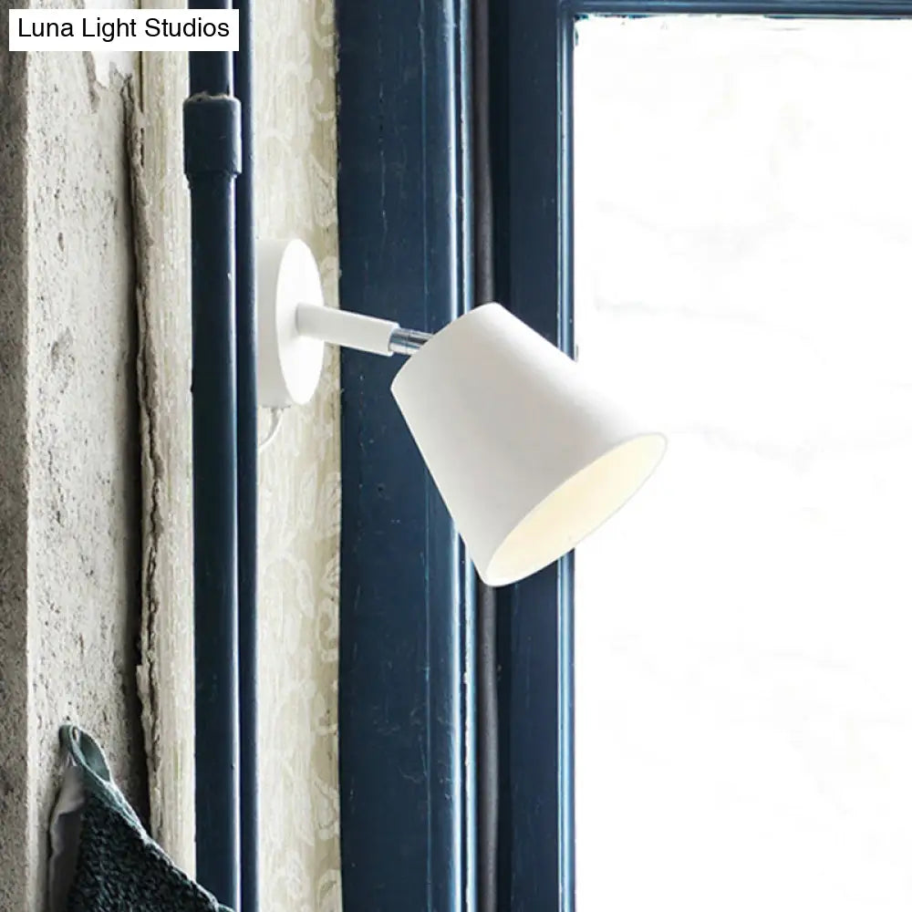 Tapered Led Bathroom Wall Sconce - Minimalist Metal Design 1 Head White/Chrome