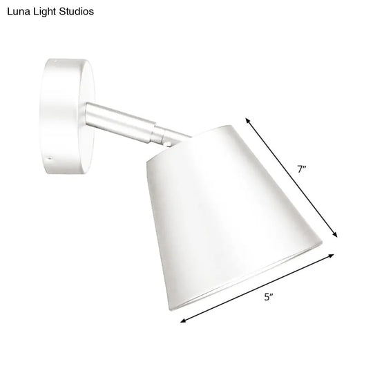 Tapered Led Bathroom Wall Sconce - Minimalist Metal Design 1 Head White/Chrome