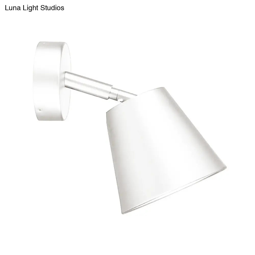 Tapered Led Bathroom Wall Sconce - Minimalist Metal Design 1 Head White/Chrome