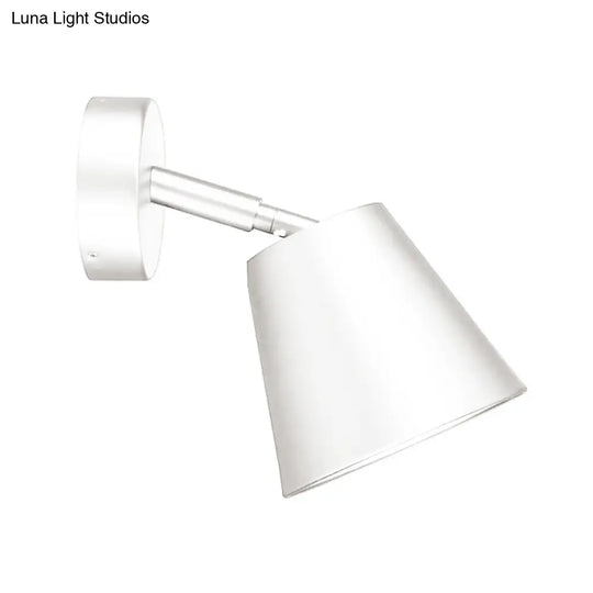 Tapered Led Bathroom Wall Sconce - Minimalist Metal Design 1 Head White/Chrome