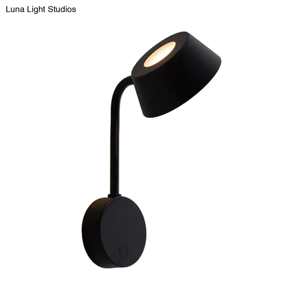 Tapered Led Wall Mount Sconce In Contemporary Black Metal For Bedroom