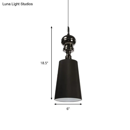 Nordic Fabric Led Pendant Lamp In Black/White Tapered Suspension 6-10 Diameter