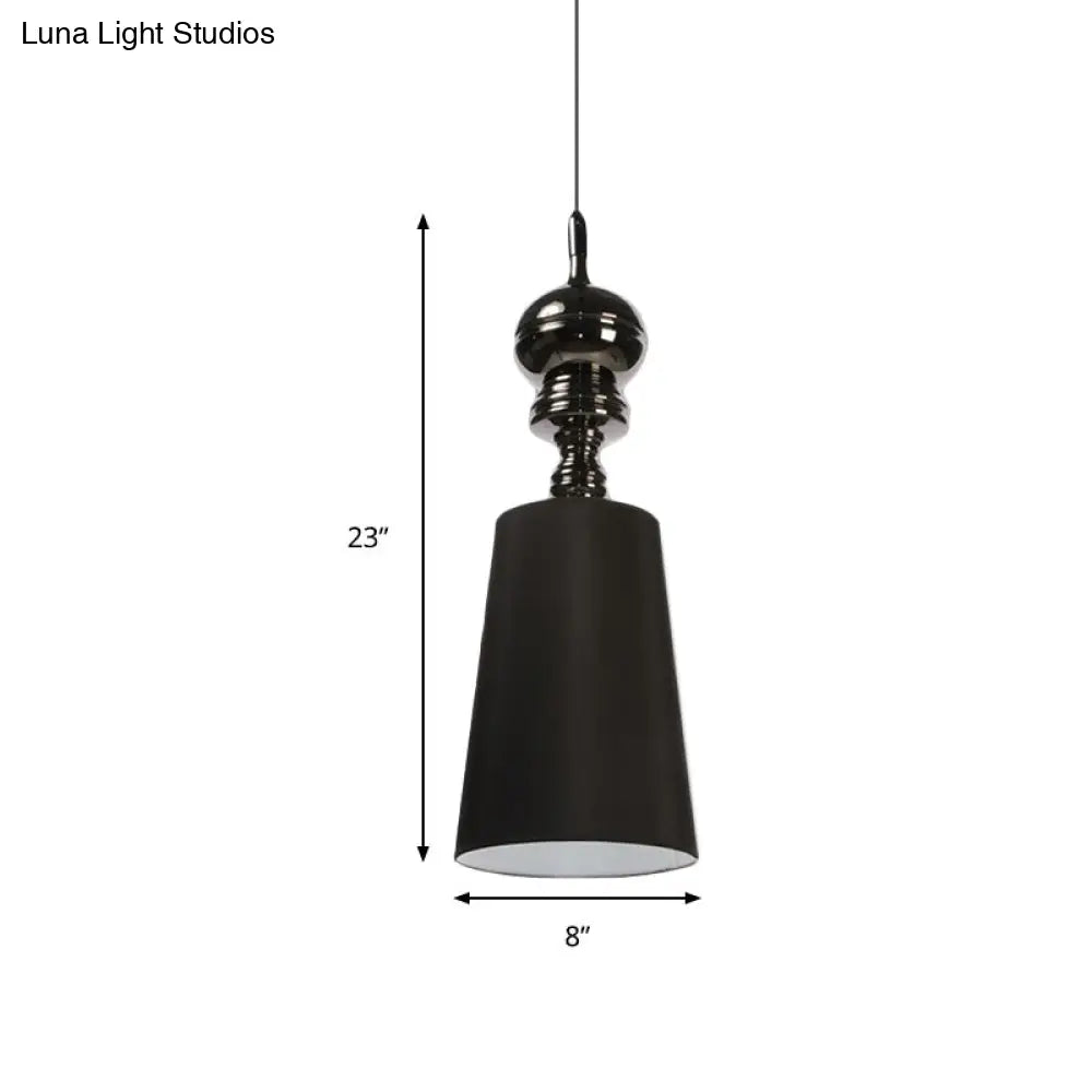 Nordic Fabric Led Pendant Lamp In Black/White Tapered Suspension 6-10 Diameter