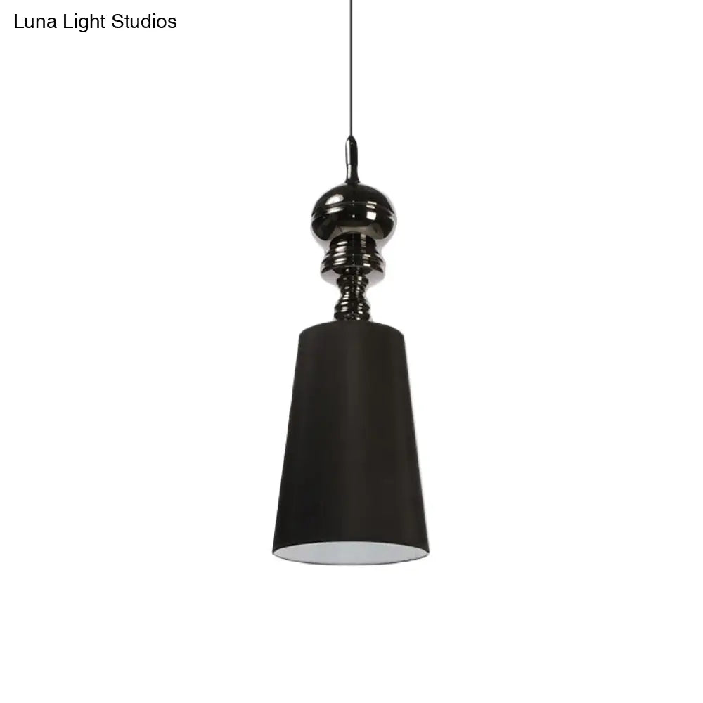 Nordic Fabric Led Pendant Lamp In Black/White Tapered Suspension 6-10 Diameter