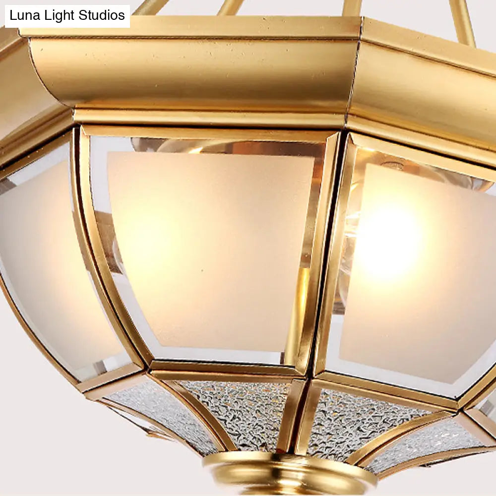 Tapered Opal Glass Semi Mount Light Brass Finish Ceiling Lamp - 14’/18’ W 3/4 Bulbs Traditional