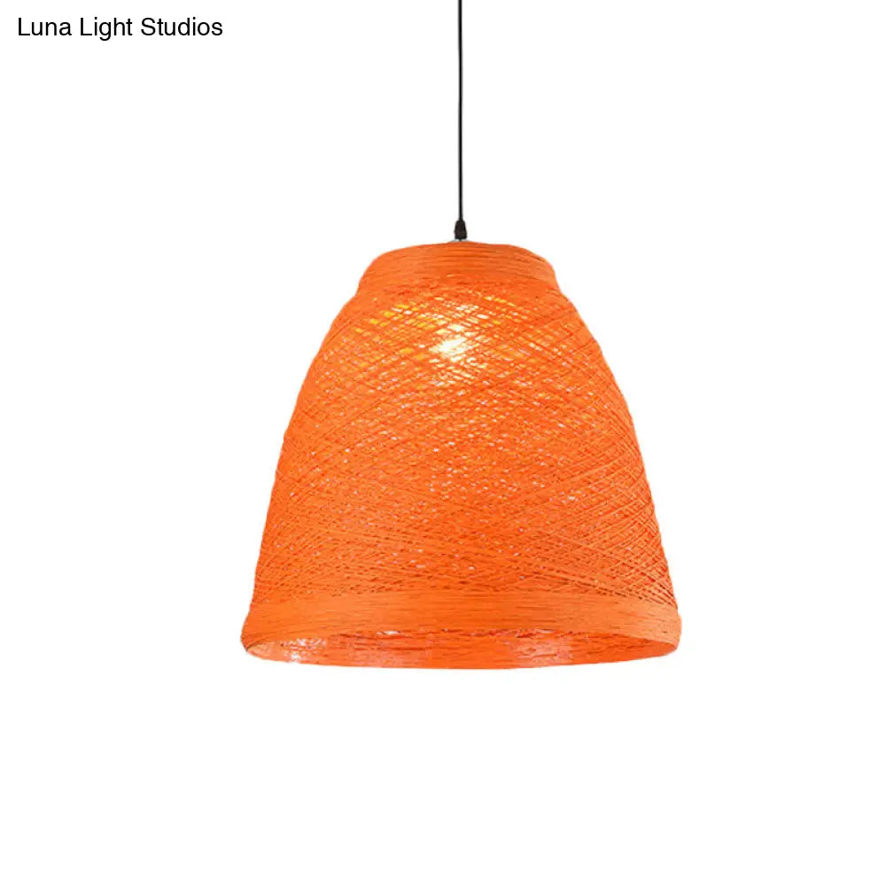 Tapered Pendant Lamp: Lodge Style 1-Light Fixture In Orange/Brown