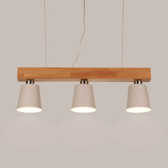 Tapered Shade Island Light - Nordic Metal 3 Lights Pendant Lamp For Dining Room Ceiling White