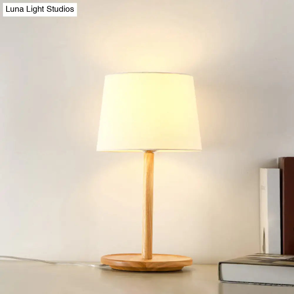 Tapered Table Light: Contemporary 1-Light Nightstand Lighting For Bedroom Wood Design