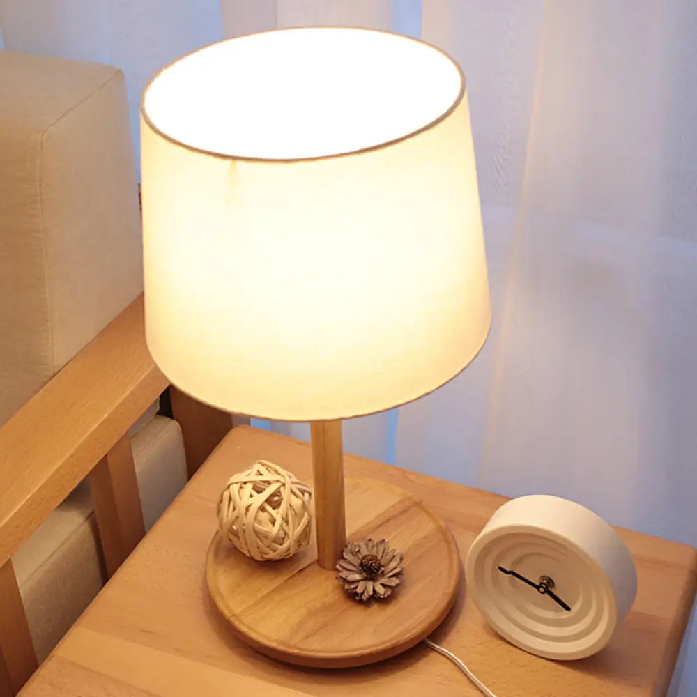 Tapered Table Light: Contemporary 1-Light Nightstand Lighting For Bedroom Wood Design / B