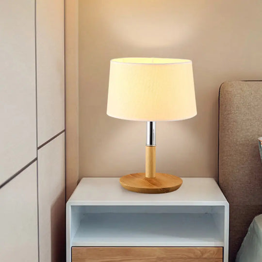 Tapered Table Light: Contemporary 1-Light Nightstand Lighting For Bedroom Wood Design / C