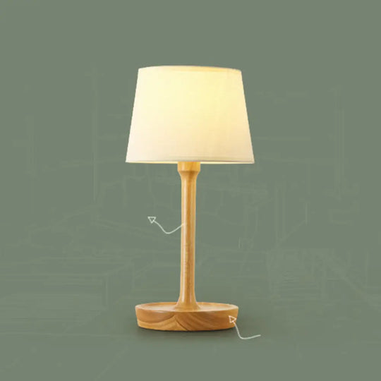 Tapered Table Light: Contemporary 1-Light Nightstand Lighting For Bedroom Wood Design / F