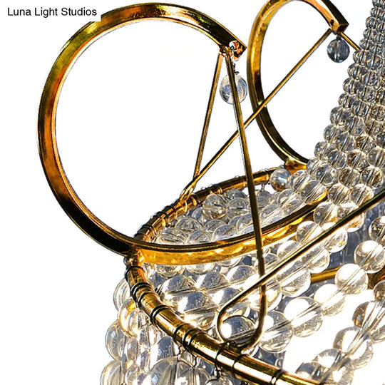 Tassel Crystal Floor Lamp: Postmodern Gold Standing Light With Scroll Decor (2 Bulbs)