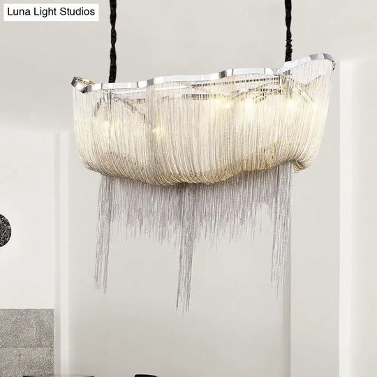 Modern Nordic Tassel Chandelier - Gold/Silver Metal 12-Light Hanging Fixture