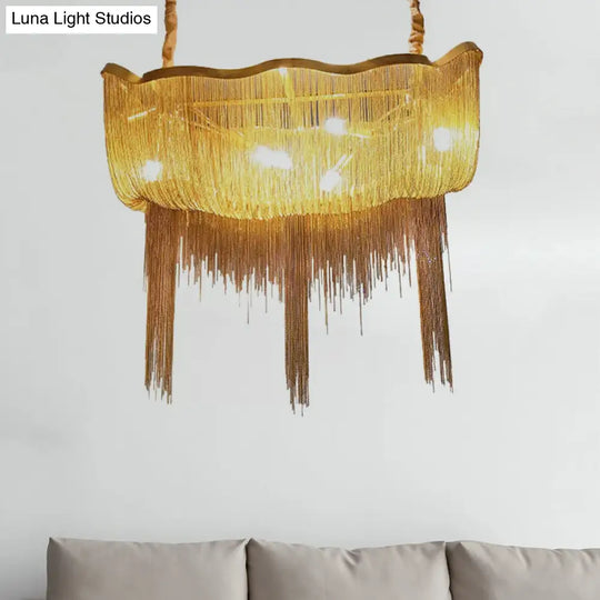 Modern Nordic Tassel Chandelier - Gold/Silver Metal 12-Light Hanging Fixture