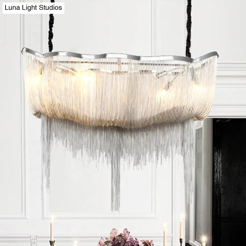 Tassel Empire Chandelier: Modern Nordic Style 12-Light Metal Hanging Light Fixture In Gold/Silver