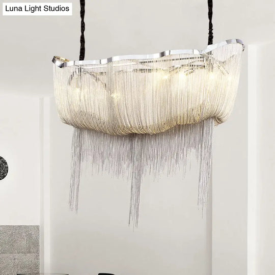 Tassel Empire Chandelier: Modern Nordic Style 12-Light Metal Hanging Light Fixture In Gold/Silver