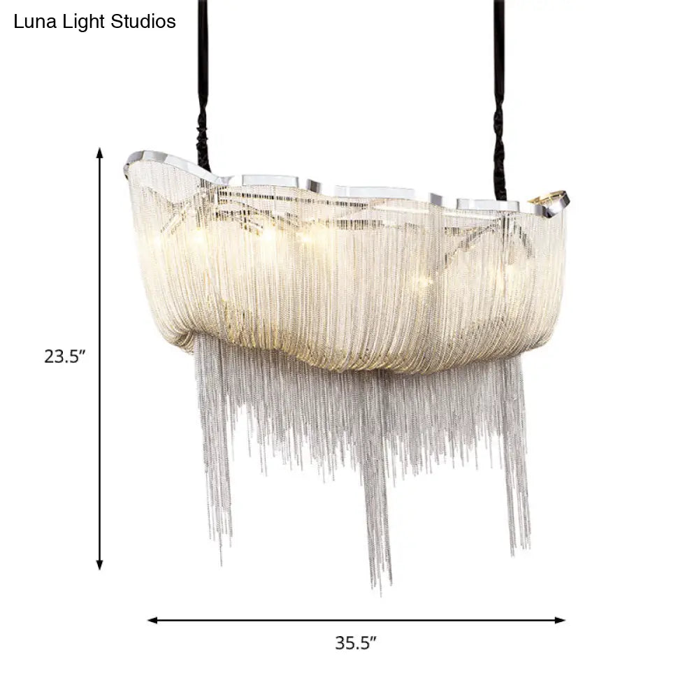 Tassel Empire Chandelier: Modern Nordic Style 12-Light Metal Hanging Light Fixture In Gold/Silver