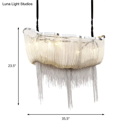 Modern Nordic Tassel Chandelier - Gold/Silver Metal 12-Light Hanging Fixture