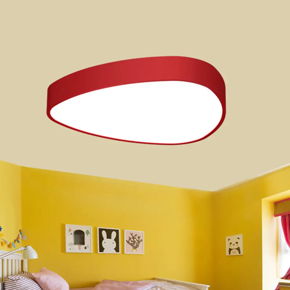 Teardrop Acrylic Ceiling Lamp With Led Flush Mount Lighting For Kids Nursery - Red/Green/Yellow Red