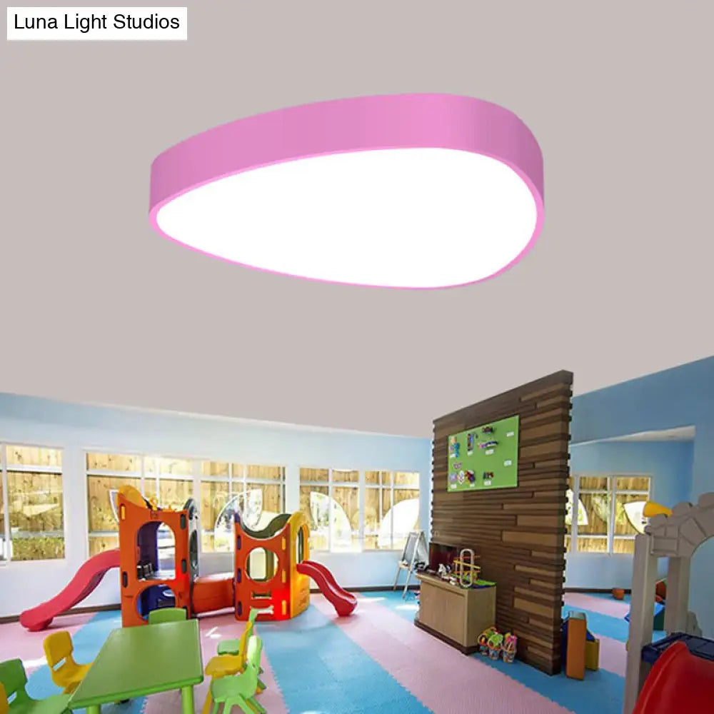 Teardrop Acrylic Ceiling Lamp With Led Flush Mount Lighting For Kids Nursery - Red/Green/Yellow Pink