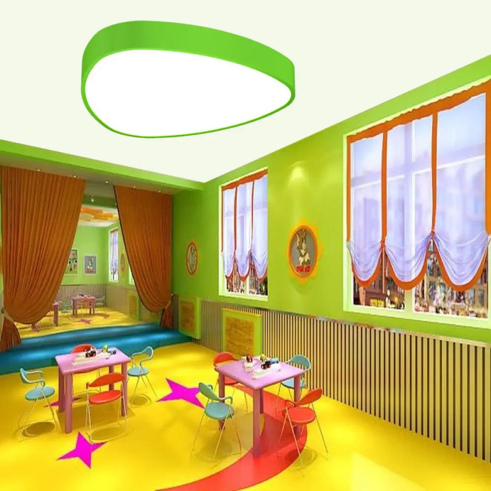 Teardrop Acrylic Ceiling Lamp With Led Flush Mount Lighting For Kids Nursery - Red/Green/Yellow