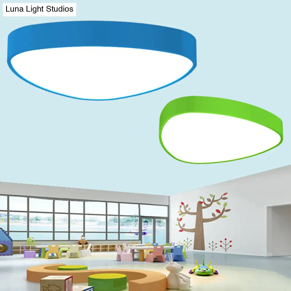 Teardrop Acrylic Ceiling Lamp With Led Flush Mount Lighting For Kids Nursery - Red/Green/Yellow