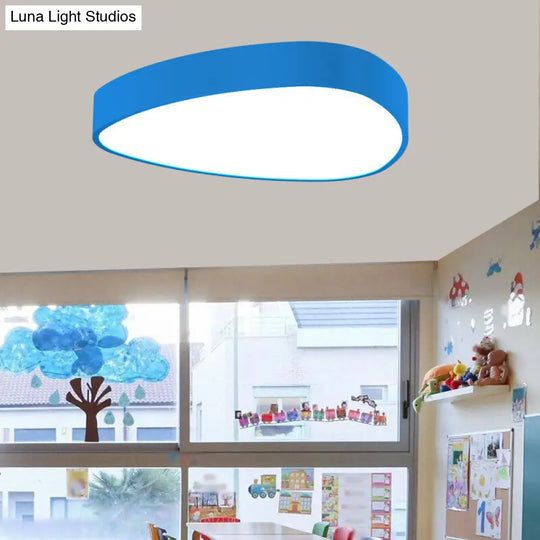 Teardrop Acrylic Ceiling Lamp With Led Flush Mount Lighting For Kids Nursery - Red/Green/Yellow Blue