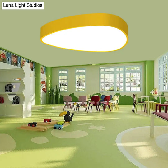 Teardrop Acrylic Ceiling Lamp With Led Flush Mount Lighting For Kids Nursery - Red/Green/Yellow