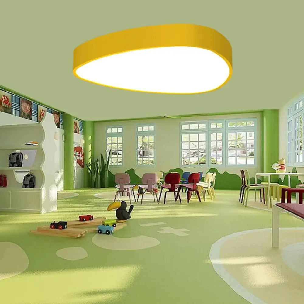 Teardrop Acrylic Ceiling Lamp With Led Flush Mount Lighting For Kids Nursery - Red/Green/Yellow