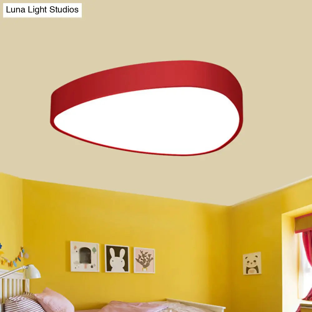 Teardrop Acrylic Ceiling Lamp With Led Flush Mount Lighting For Kids Nursery - Red/Green/Yellow Red