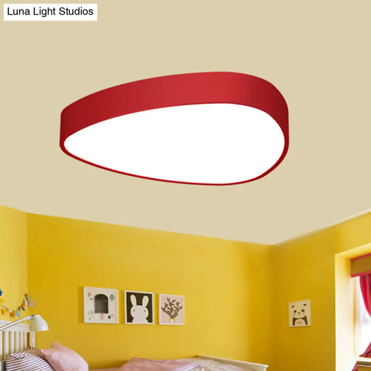 Teardrop Acrylic Ceiling Lamp With Led Flush Mount Lighting For Kids Nursery - Red/Green/Yellow Red