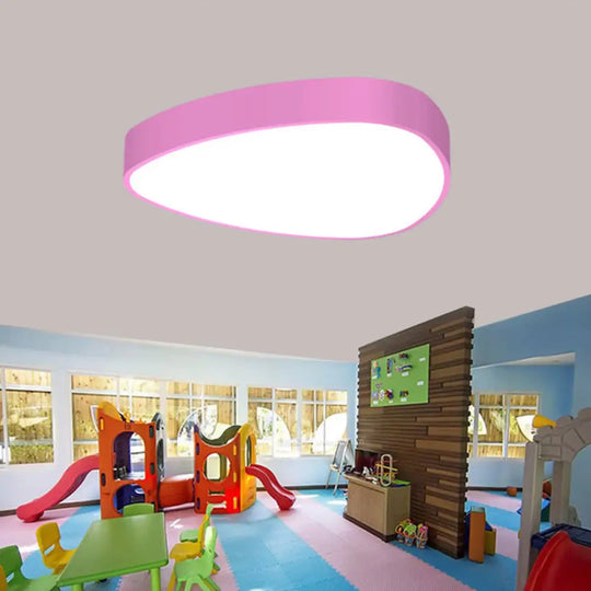 Teardrop Acrylic Ceiling Lamp With Led Flush Mount Lighting For Kids Nursery - Red/Green/Yellow Pink