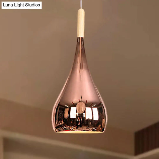 Teardrop Hanging Light Fixture Contemporary Chrome/Rose Gold Metal Pendant Ceiling For Kitchen Rose