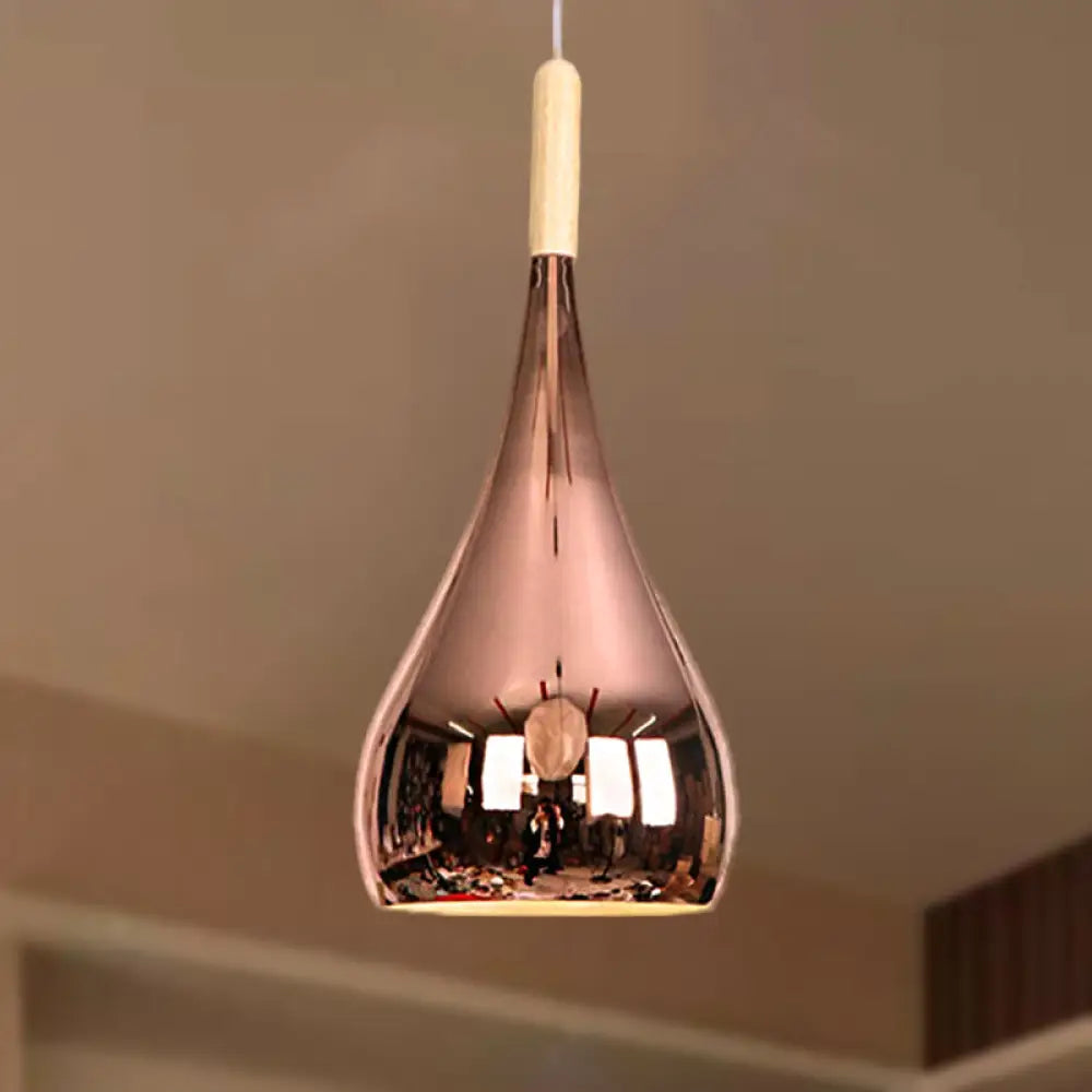 Teardrop Hanging Light Fixture Contemporary Chrome/Rose Gold Metal Pendant Ceiling For Kitchen Rose