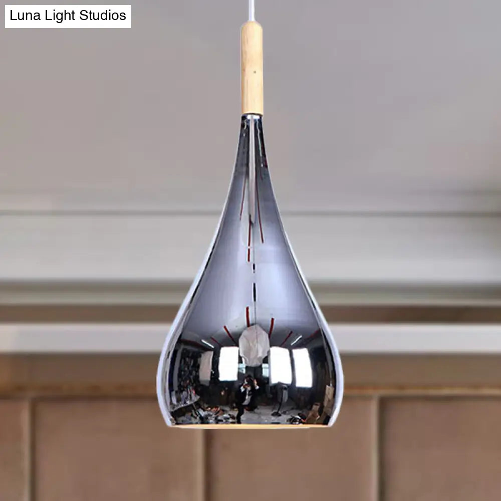 Teardrop Hanging Light Fixture Contemporary Chrome/Rose Gold Metal Pendant Ceiling For Kitchen