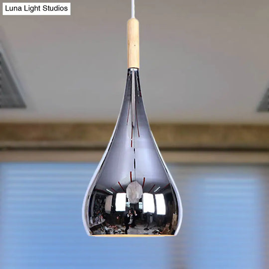 Teardrop Hanging Light Fixture Contemporary Chrome/Rose Gold Metal Pendant Ceiling For Kitchen