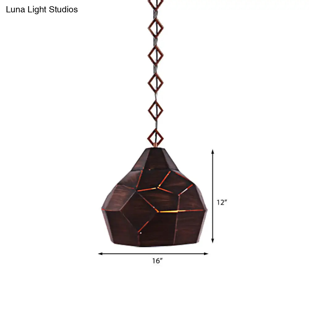 Teardrop Hanging Light For Restaurants - Elegant 1-Light Pendant Lamp With Metal Chain And Wrought