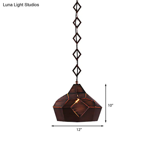 Teardrop Hanging Light With Metal Chain- 1 Wrought Iron Pendant Lamp For Restaurants