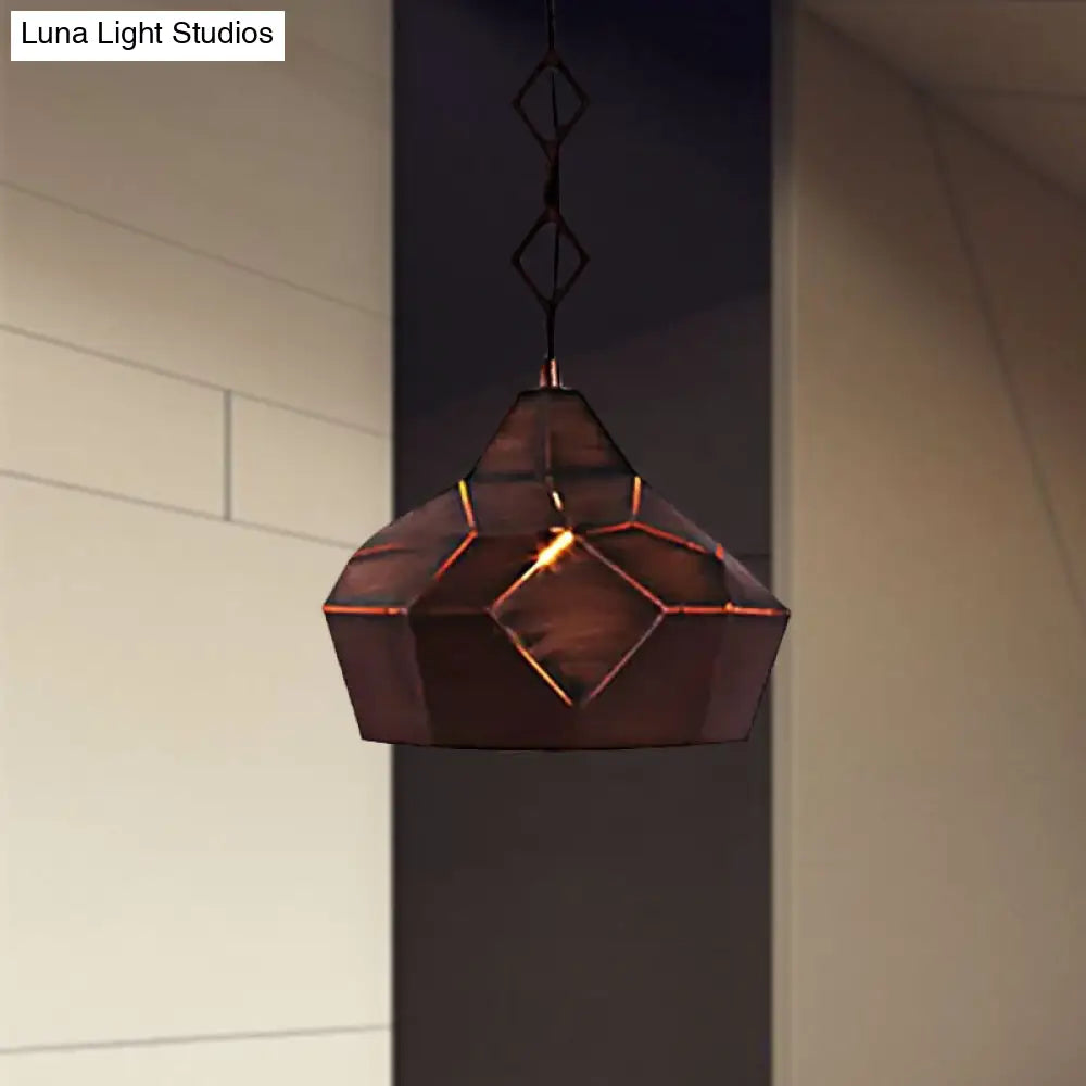 Teardrop Hanging Light For Restaurants - Elegant 1-Light Pendant Lamp With Metal Chain And Wrought