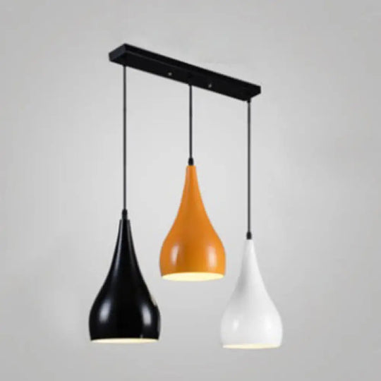 Teardrop Pendant Lamp - Stylish Metallic Ceiling Light For Dining Table Black-White-Yellow