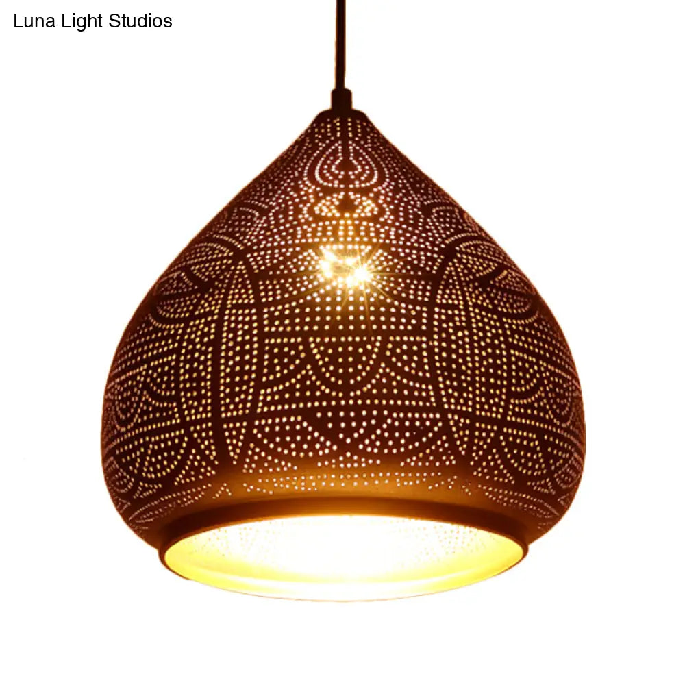 Teardrop Pendant Light In Silver/Bronze/Gold - Traditional Metal Ceiling Lamp