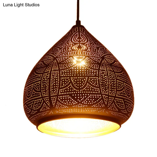 Teardrop Pendant Light In Silver/Bronze/Gold - Traditional Metal Ceiling Lamp