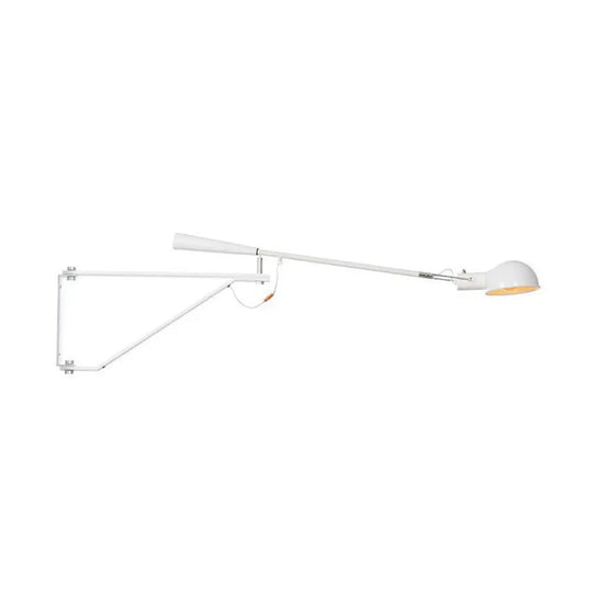 Telescopic Arm Studio Task Wall Light - Industrial Iron 1 Head Black/White Plug-In Lamp With Bowl