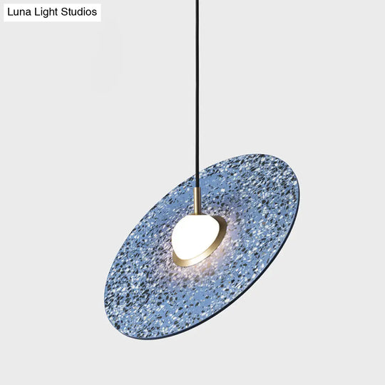 Terrazzo Disc Single-Bulb Pendant Light: Minimalistic Ceiling Suspension For Table