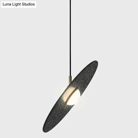 Terrazzo Disc Single-Bulb Pendant Light: Minimalistic Ceiling Suspension For Table