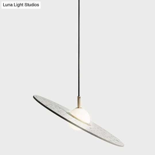 Terrazzo Disc Single-Bulb Pendant Light: Minimalistic Ceiling Suspension For Table