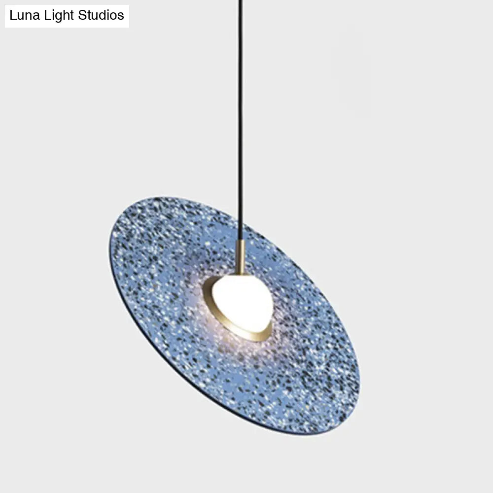 Minimalist Terrazzo Disc Suspension Ceiling Pendant Light Blue